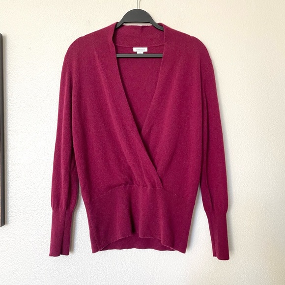 Sundance Sweaters - Sundance Eva 100% Cashmere Maroon/Wine Cross Front Sweater Size Medium